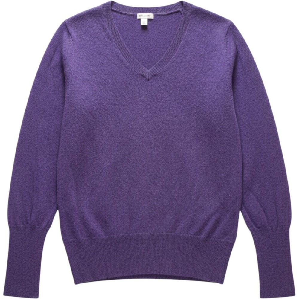 Halogen Womens L 100% Cashmere V-Neck Sweater Purple Soft Preppy Quiet Luxury